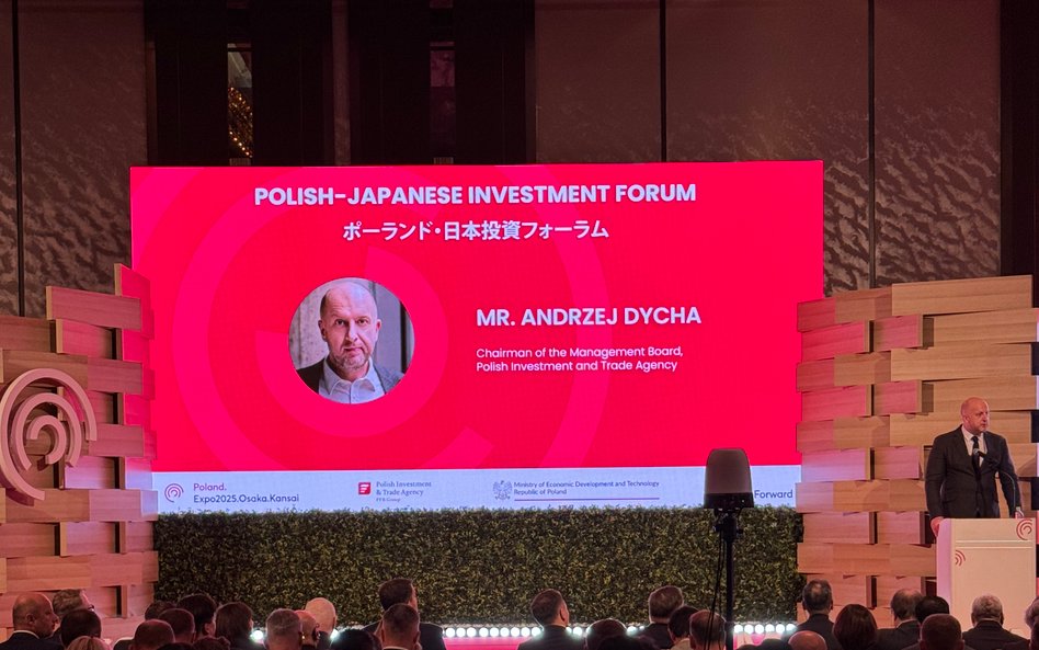 Andrzej Dycha, prezez PAIH podczas przemówienia na Polsko-Japońskim Forum Inwestycyjnym w Osace 30 w