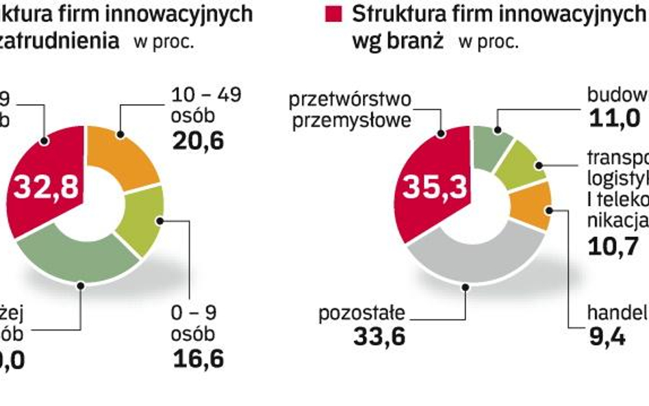 Firmy innowacyjne według zatrudnienia i branż