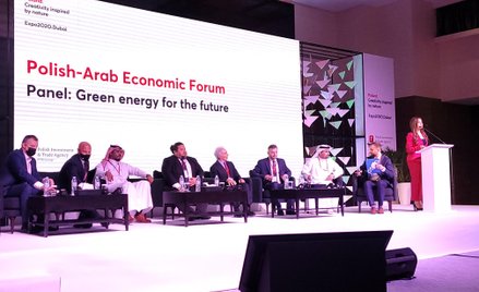 Panel „Zielona energia przyszłości” na Polsko-Arabskim Forum Gospodarczym w Dubaju.
