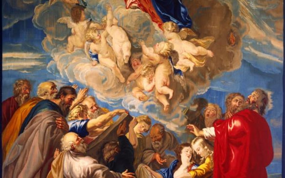 Warsztat flamandzki na podstawie obrazu Petera Paula Rubensa, Wniebowzięcie Marii, gobelin, druga ćw