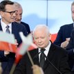 Wieczór wyborczy Prawa i Sprawiedliwości w siedzibie partii przy ul. Nowogrodzkiej, wybory parlament
