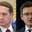 Siergiej Naryszkin, szef Służby Wywiadu Zagranicznego Rosji, oraz Dmytro Kułeba, minister spraw zagr