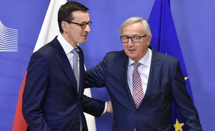 Premier Mateusz Morawiecki i szef Komisji Europejskiej Jean-Claude Juncker