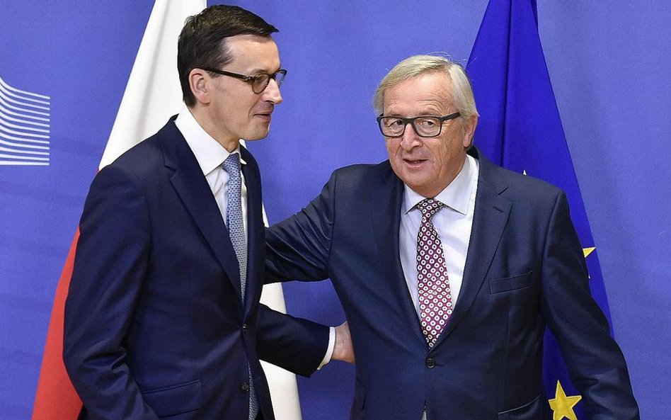 Premier Mateusz Morawiecki i szef Komisji Europejskiej Jean-Claude Juncker