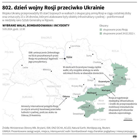 Tak wyglądała sytuacja na Ukrainie w 802. dniu wojny