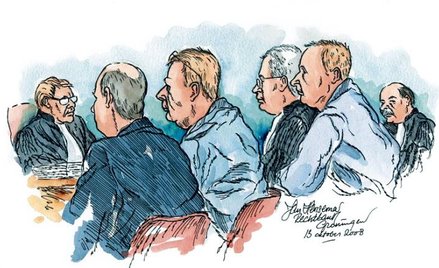 Oskarżeni podczas rozprawy przed sądem w Groningen (sąd nie wydał zgody na obecność fotografów)