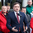 Minister sprawiedliwości, prokurator generalny Zbigniew Ziobro podczas konferencji prasowej na teren