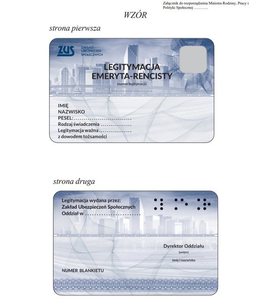 wzór nowej legitymacji emeryta-rencisty