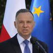 Prezydent Andrzej Duda podczas wypowiedzi dla mediów w związku z rocznicą wejścia Polski do Unii Eur