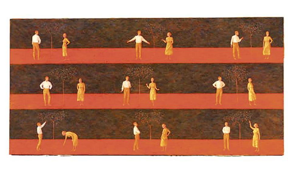 Mikołaj Kasprzyk, „Adam i Ewa”, olej, płótno, 180 x 90 cm, 2004 r., fot. archiwum artysty