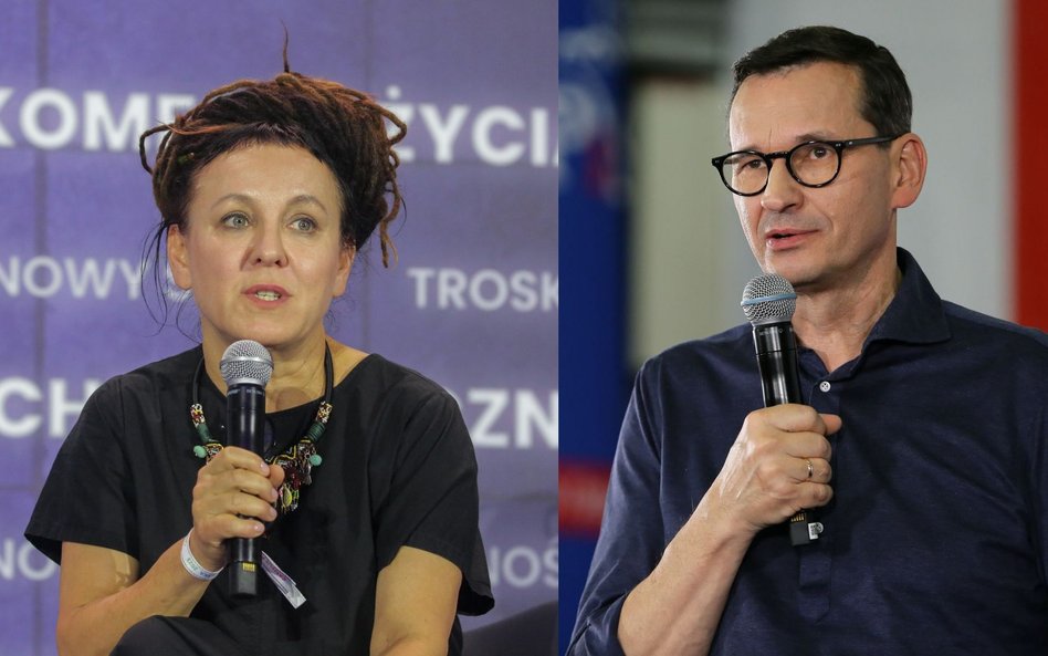 Olga Tokarczuk i Mateusz Morawiecki