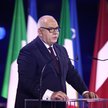 Minister aktywów państwowych Jacek Sasin przemawia na Stadionie Miejskim im. Henryka Reymana podczas