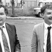 Bracia Kaczyńscy (z prawej Lech) – podczas strajku w Stoczni Gdańskiej, sierpień 1988 r.