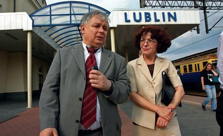 Lech Kaczyński i Elżbieta Kruk, lipiec 1995