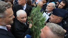 Prezes PiS Jarosław Kaczyński, szef Kancelarii Prezydenta RP Zbigniew Bogucki i poseł PiS Antoni Mac