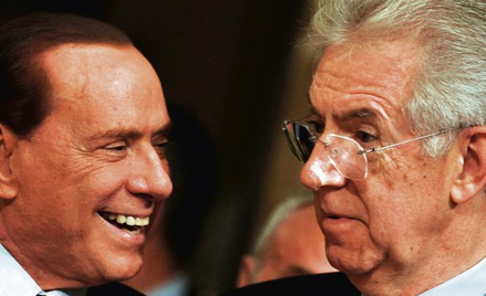 Brutusie...? Odchodzący Silvio Berluscioni gawędzi ze swoim następcą Mario Montim, listopad 2011 r.