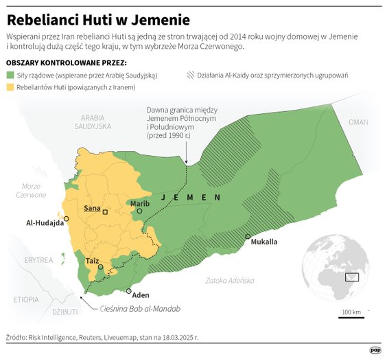 Rebelianci Huti w Jemenie (MAPA)