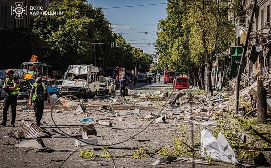 Zniszczony w atakach wojennych Charków. Fot. State Emergency Service of Ukraine (Państwowa Służba Uk