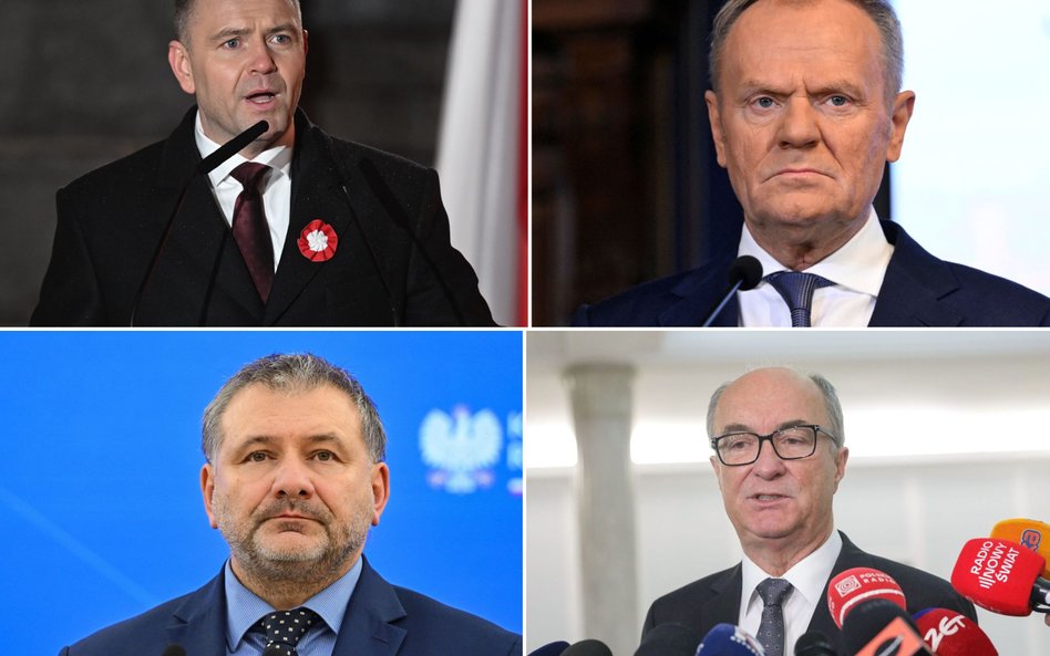 Karol Nawrocki, Donald Tusk, Waldemar Żurek i Włodzimierz Czarzasty