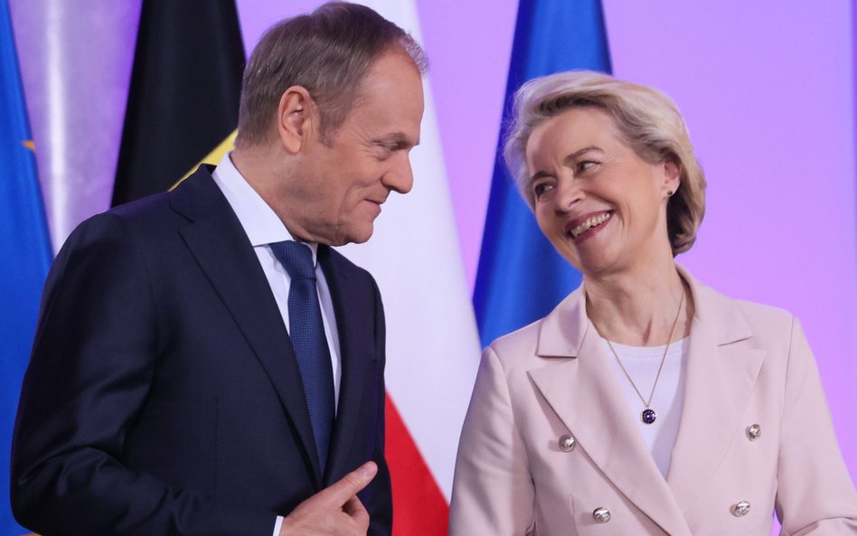 Premier Donald Tusk i przewodnicząca Komisji Europejskiej Ursula von der Leyen