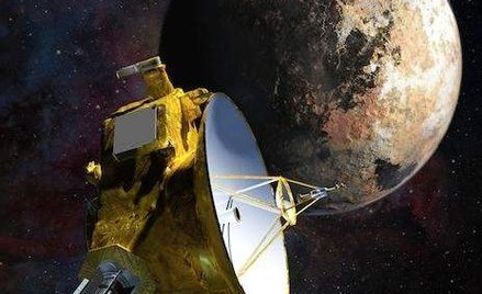 Sonda New Horizons, Pluton i jego księżyc Charon w wyobraźni artysty.