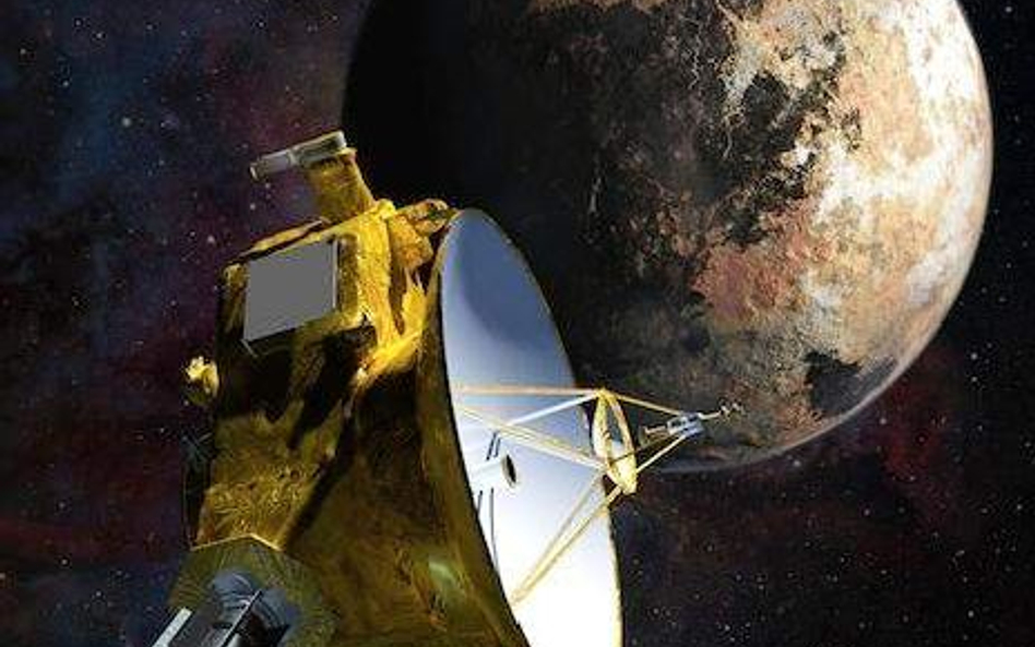 Sonda New Horizons, Pluton i jego księżyc Charon w wyobraźni artysty.