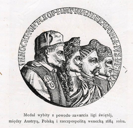 Medal wybity z okazji powstania Ligi Świętej w 1684 r. (grafika z: Józef Łoski, „Jan Sobieski...”)