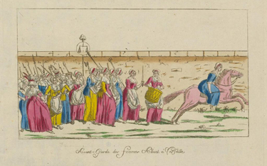 Rytownik nieustalony, "Kobiety idące na Wersal", 1789. Akwaforta kolorowana akwarelą.