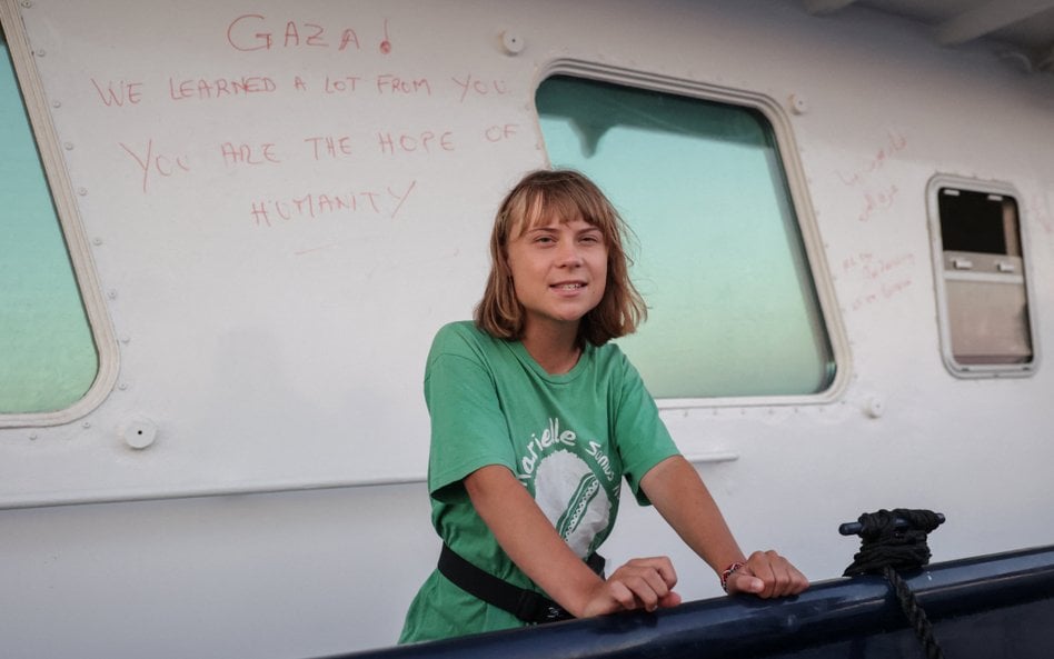 Greta Thunberg na pokładzie jednostki należącej do flotylli Sumud