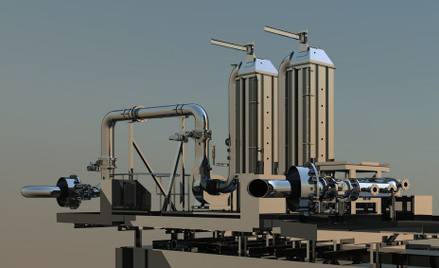 Model 3D instalacji pilotażowej do redukcji emisji rtęci z gazów spalinowych projektu HYBREM