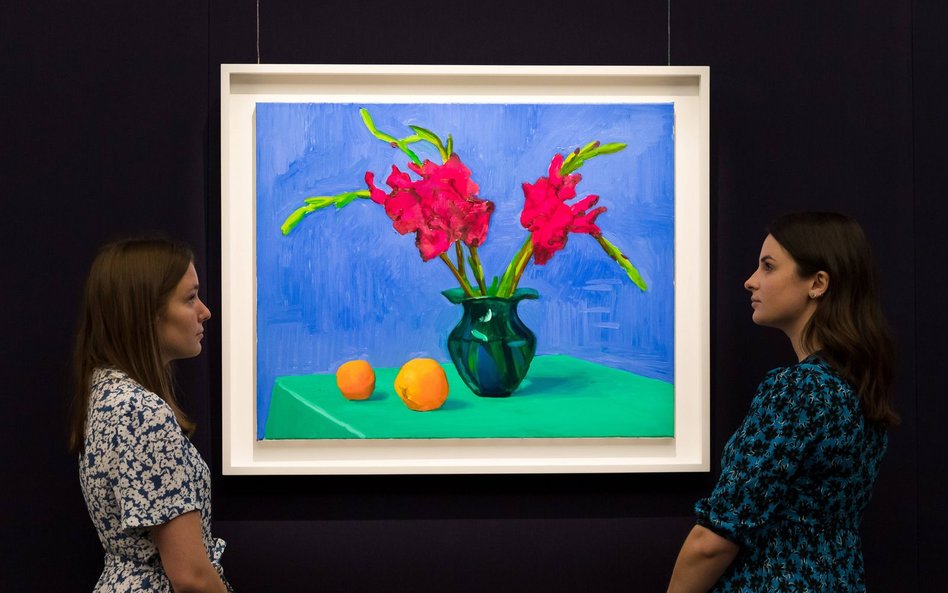 David Hockney "Gladioli with Two Oranges"