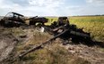 Zniszczony rosyjski czołg pod Sudżą w obwodzie kurskim. Siły ukrainskie zdobyły Sudżę w sierpniu 202