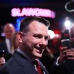 Kandydat Konfederacji Sławomir Mentzen podczas wieczoru wyborczego 18 maja
