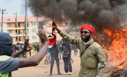 Nanyuki w hrabstwie Laikipia w Kenii. Protest dotyczący utworzenia ośrodka, który - zdaniem demonstr
