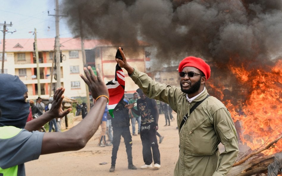 Nanyuki w hrabstwie Laikipia w Kenii. Protest dotyczący utworzenia ośrodka, który - zdaniem demonstr