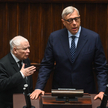 Prezes PiS Jarosław Kaczyński i poseł KO Roman Giertych na sali obrad Sejmu