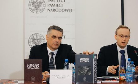 Janusz Kurtyka i Łukasz Kamiński na konferencji poświęconej zbrodni katyńskiej: 6 kwietnia 2010 roku