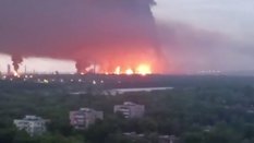Płonąca po ukraińskim ataku rafineria w Riazaniu na terenie Federacji Rosyjskiej