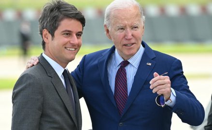 Prezydent USA Joe Biden z francuskim premierem Gabrielem Attalem
