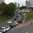 Moskwa, kolejka do jednej ze stacji paliwowych