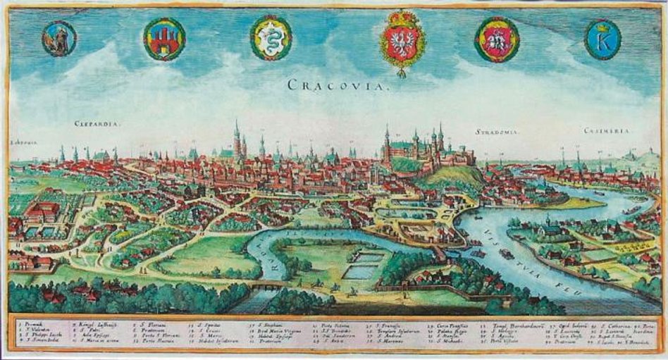 Widok Krakowa z 1638 roku (20 na 38 cm) licytowany będzie od 4 tys. zł.