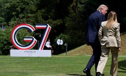 Prezydent USA Donald Trump i premier Włoch Giorgia Meloni podczas szczytu G7 w Évian-les-Bains we Fr