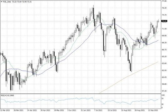 Notowania ropy naftowej WTI – dane dzienne