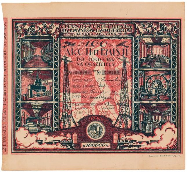 Od 250 zł licytowana będzie akcja spółki Zjednoczeni Polscy Przemysłowcy Metalowi.