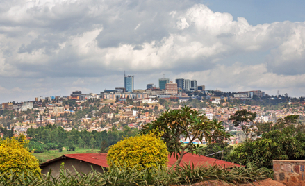 Panorama Kigali, stolicy Rwandy widziana od północy.