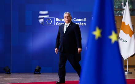 Viktor Orbán, premier Węgier, na posiedzeniu Rady Europejskiej w Brukseli