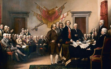 „Podpisanie deklaracji niepodległości USA”, obraz Johna Trumbulla z 1819 r.