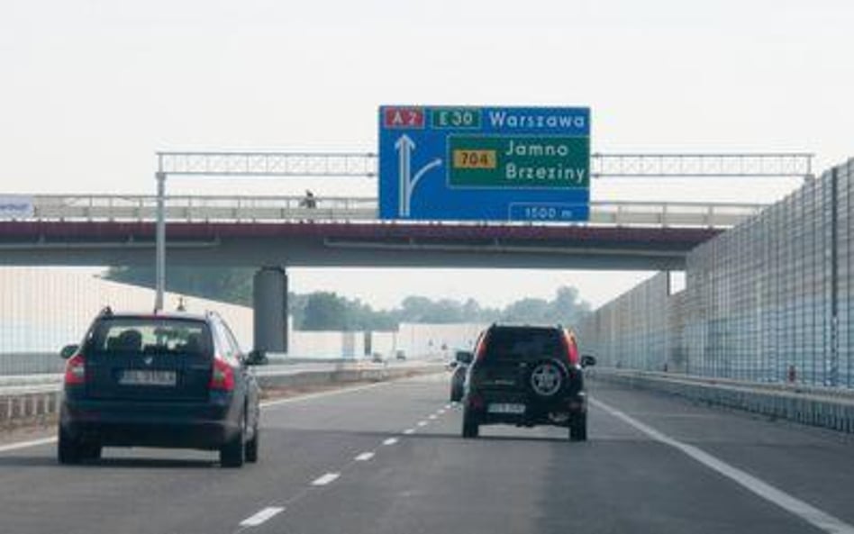 Autostrada A2 w okolicy miejscowości Jamno