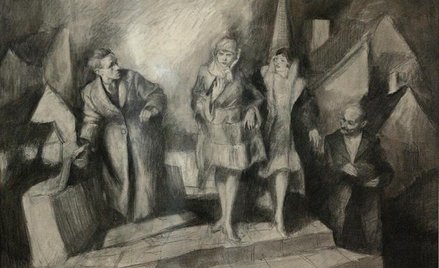 Bruno Schulz, Scena wieczorna, rysunek