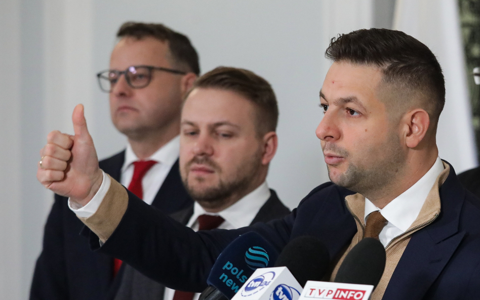 Marcin Romanowski, Jacek Ozdoba i Patryk Jaki z Suwerennej Polski.